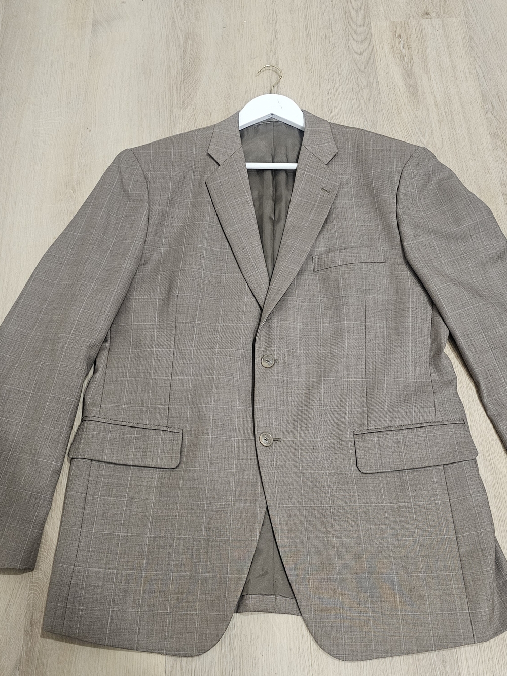 Maxwell’s Custom Tailored Brown Windowpane Blazer Wool Sport Coat 46R Classic - Picture 6 of 13